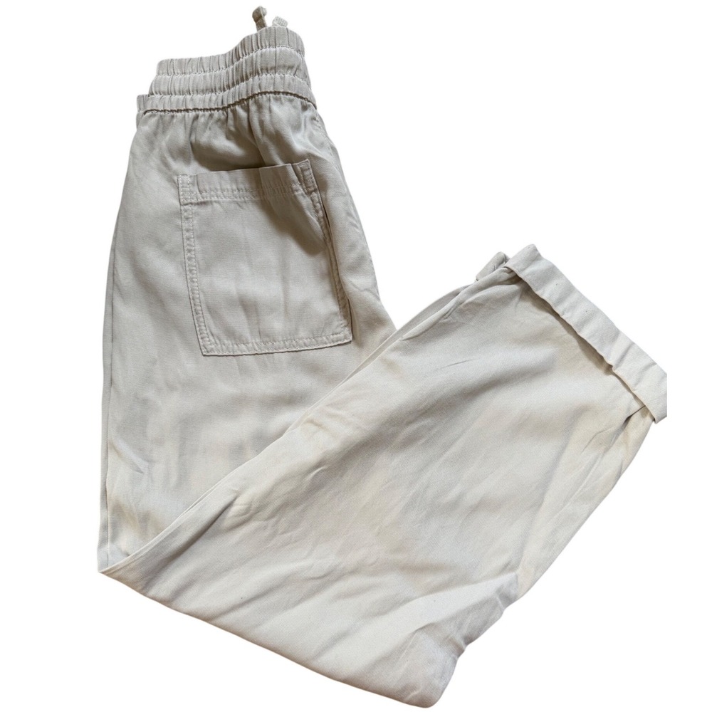 Stradivarius Beige Elastic Waist Drawstring Patch Pocket Cuffed Pants XS